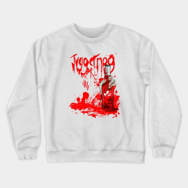 Zombie Hand Bloodied Juggernog on Crème Crewneck Sweatshirt by LANStudios